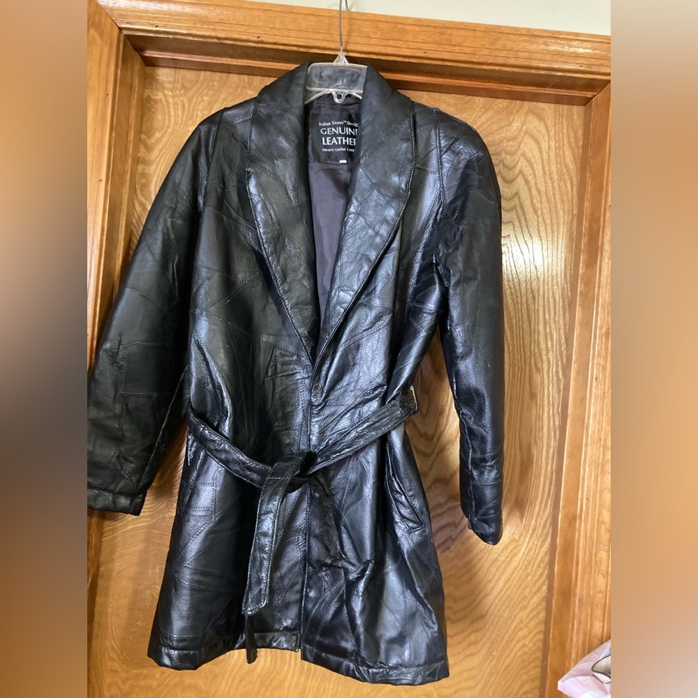 Italian stone, leather ladies patchwork jacket, size medium
